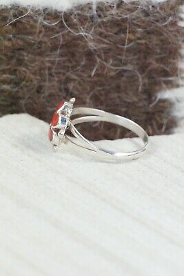 Coral & Sterling Silver Ring - Bernadette Hattie - Size - 7