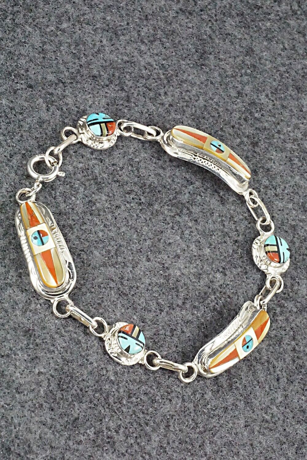 Multi Stone & Sterling Silver Link Bracelet - Patty Edaakie