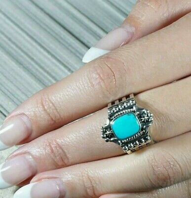 Navajo Turquoise and Sterling Silver Ring - Daniel Benally - Size 7.75 - High Lonesome Trading