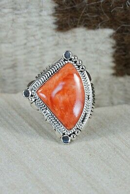 Navajo Spiny Oyster & Sterling Silver Ring - Daniel Benally - Size 8.5