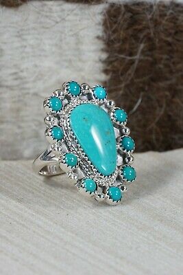 Navajo Turquoise and Sterling Silver Ring - Roberta Begay - Size 8.5