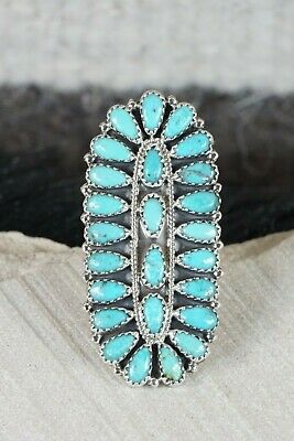 Navajo Turquoise and Sterling Silver Ring - Zeita Begay - Size 7.75 - High Lonesome Trading