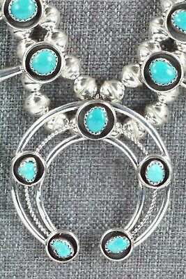 Turquoise & Sterling Silver Squash Blossom and Earrings - Phil Garcia