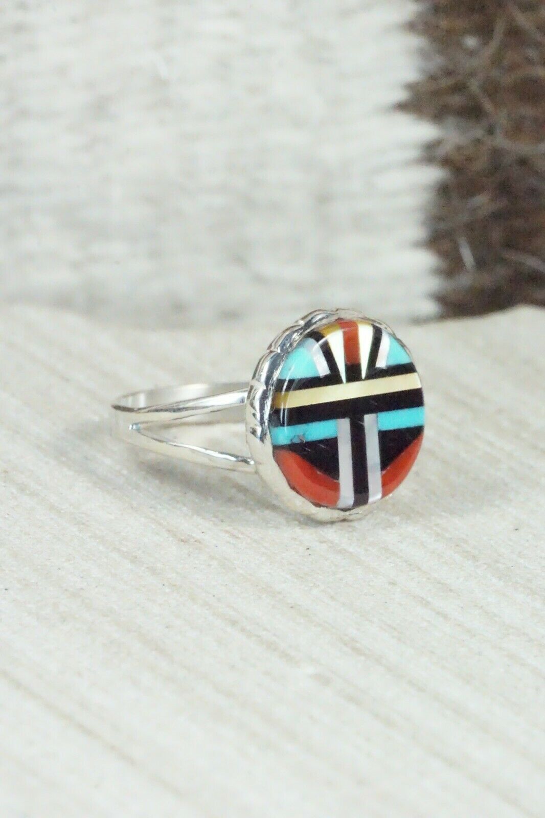 Multi Stone & Sterling Silver Ring - Ruddell Lonjose - Size 7.75