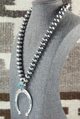 Turquoise & Sterling Silver Squash Blossom Necklace - Jan Mariano