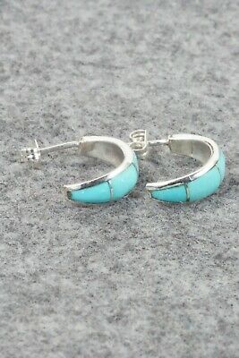 Turquoise & Sterling Silver Earrings - Philbert Chavez