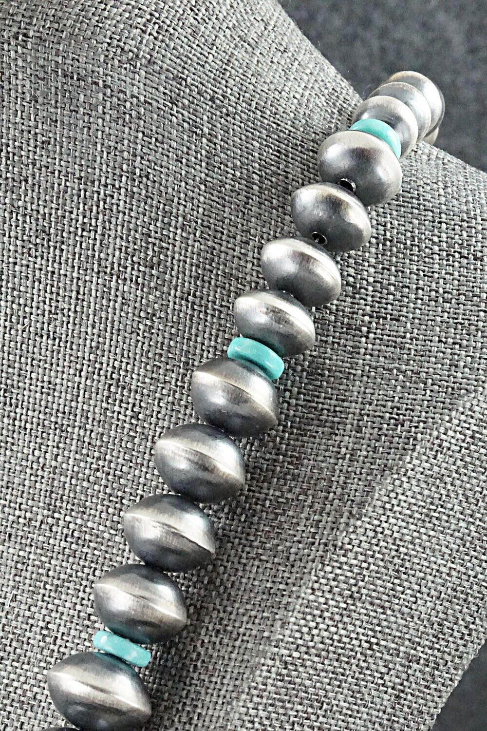 Turquoise and Navajo Pearl Sterling Silver Necklace Set - Sharon Nez Cooley