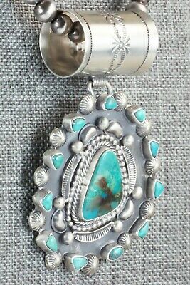 Turquoise and Sterling Silver Pendant & Necklace - Tom Lewis