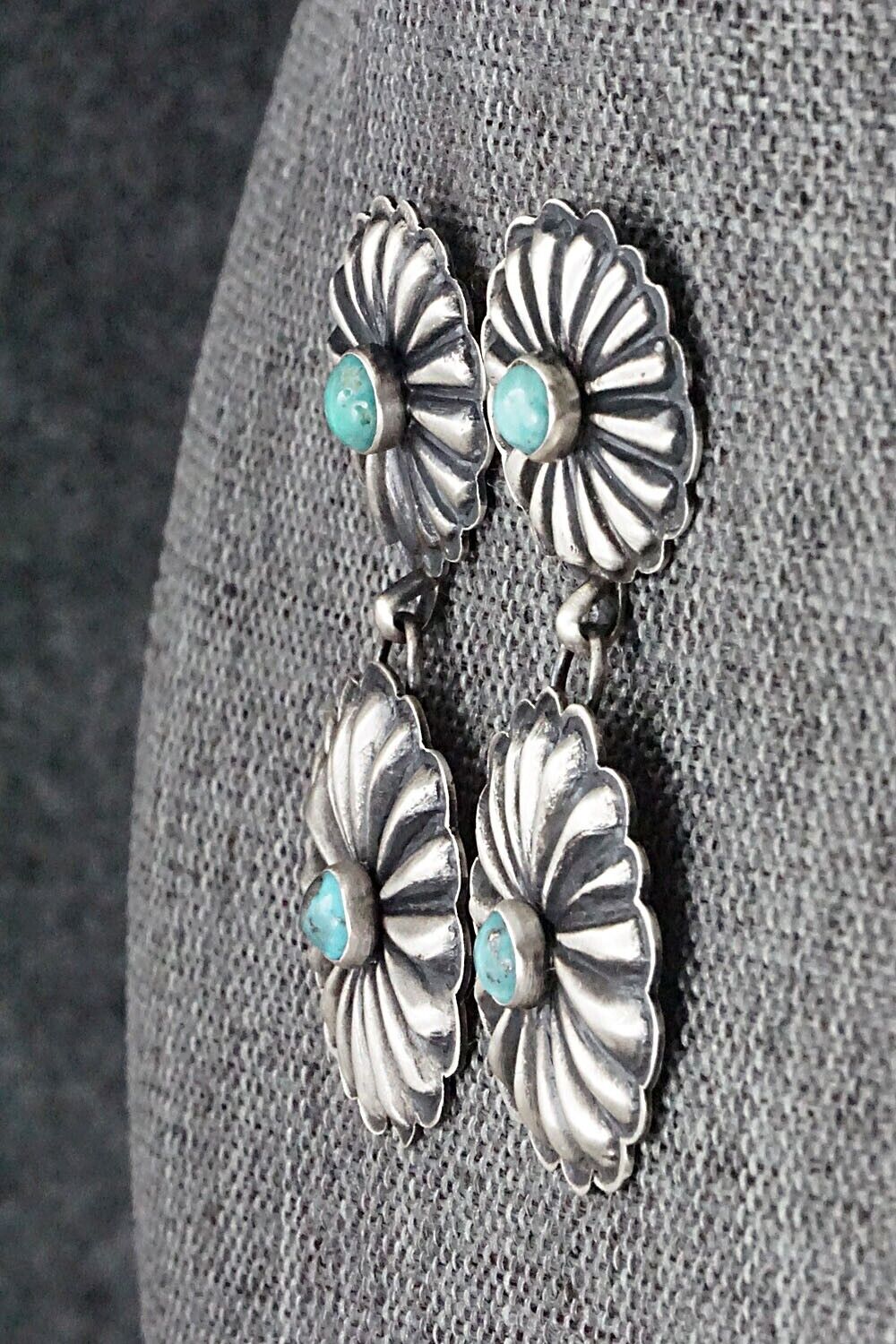 Turquoise and Sterling Silver Earrings - Eugene Charley