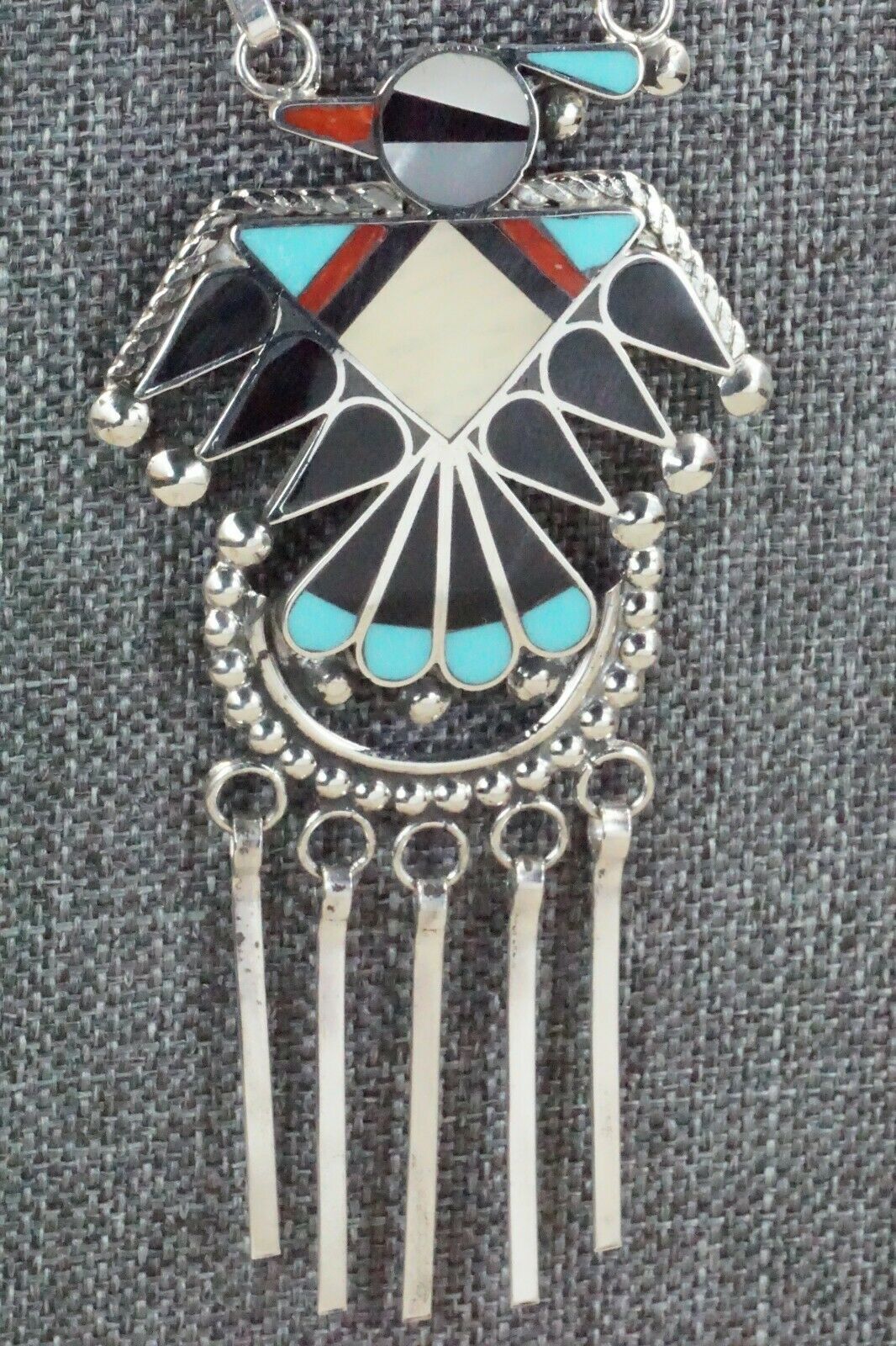 Turquoise, Mother of Pearl & Sterling Silver Inlay Jewelry Set - Adrian Wallace