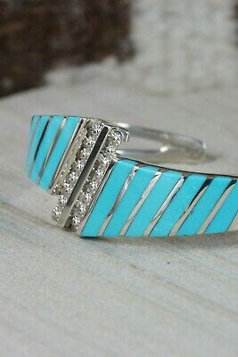 Zuni Turquoise and Sterling Silver Bracelet - Fabian Sheyka - High Lonesome Trading