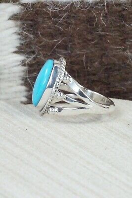 Turquoise & Sterling Silver Ring - Genevieve Frank - Size 7.5