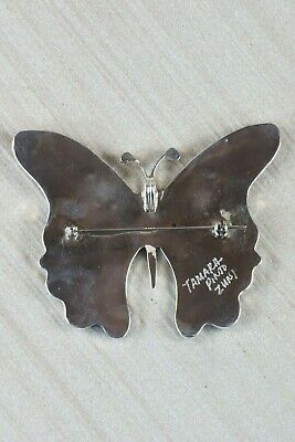 Zuni Inlay Butterfly and Sterling Silver Pendant/ Pin - Tamara Pinto - High Lonesome Trading