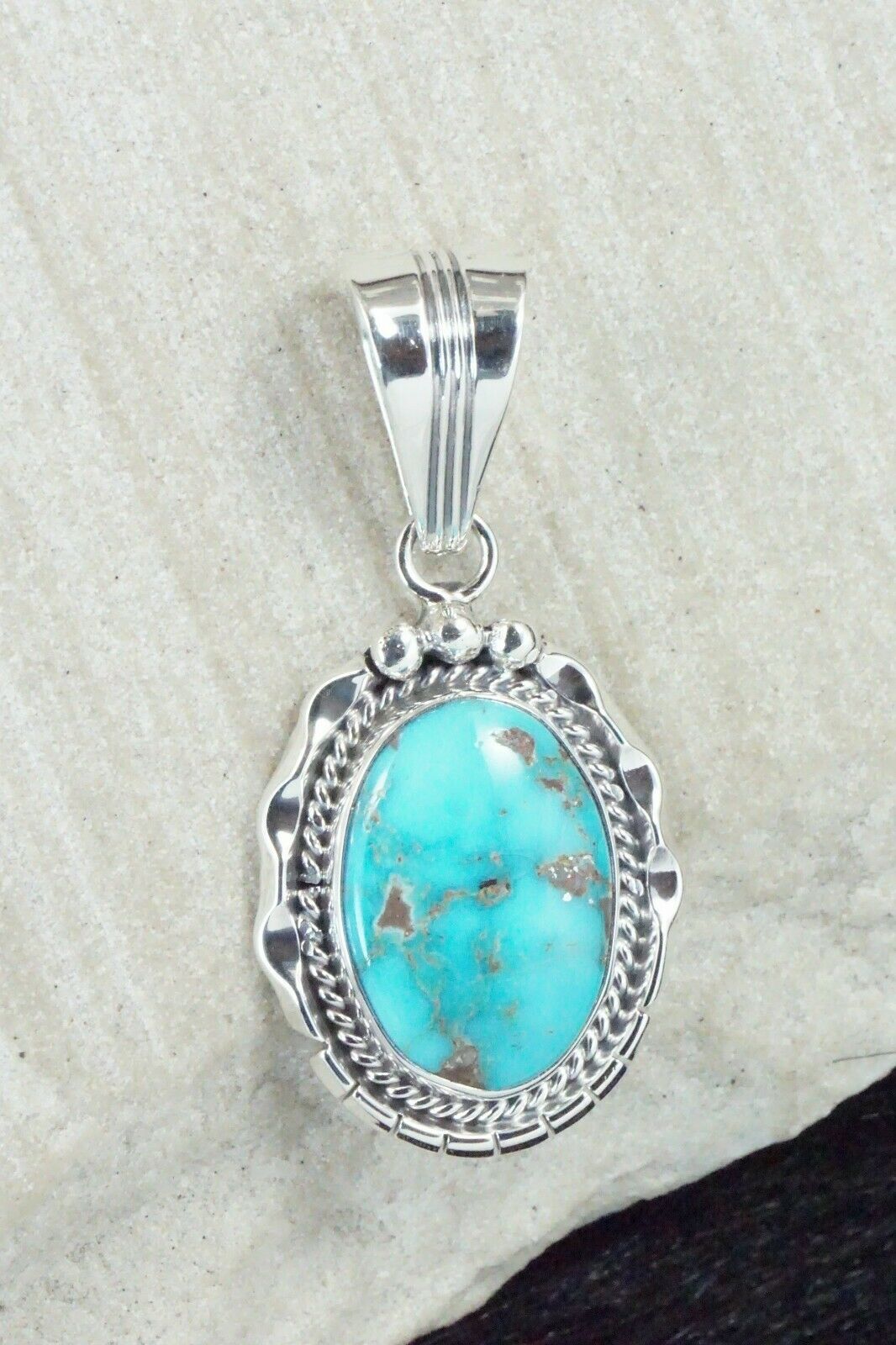 Turquoise & Sterling Silver Pendant - Samuel Yellowhair