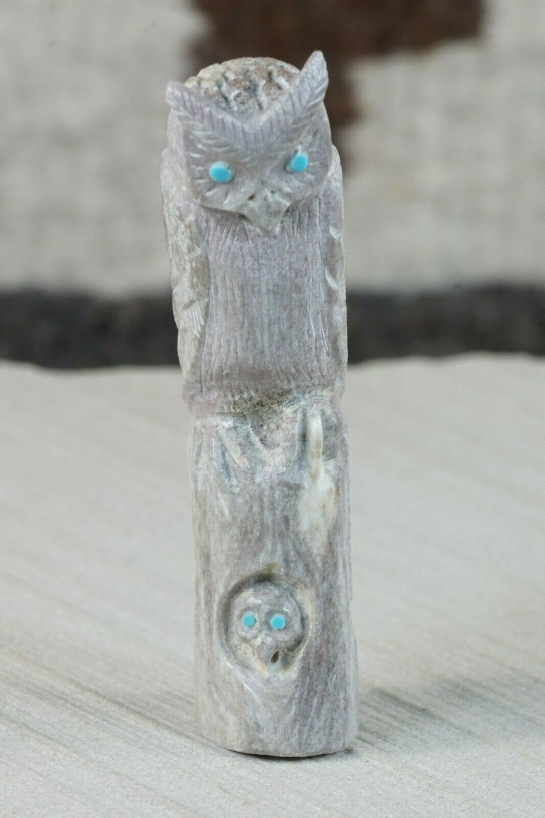 Owl Zuni Fetish Carving - Derrick Kaamasee - High Lonesome Trading
