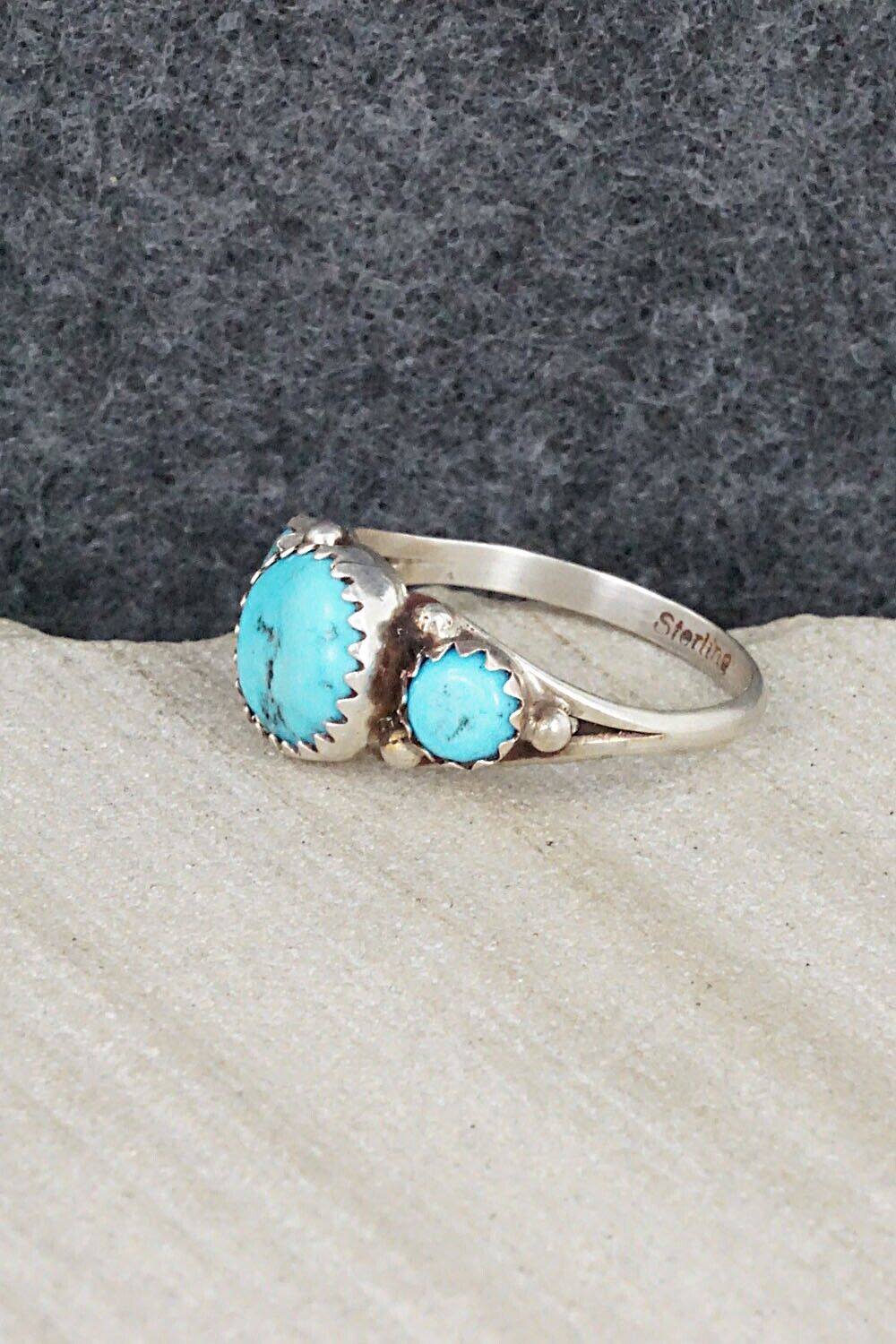 Turquoise & Sterling Silver Ring - Freda Martinez - Size 7.75