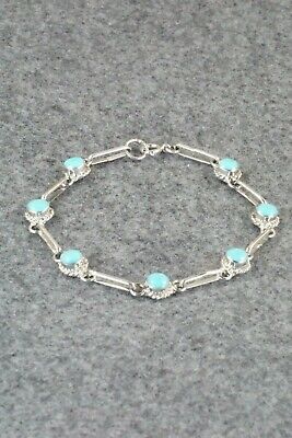 Turquoise & Sterling Silver Link Bracelet - Gina Dosedo