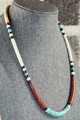 Turquoise, Shell & Sterling Silver Necklace - Torevia Crespin - High Lonesome Trading