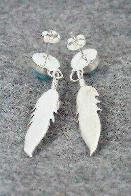 Turquoise, Coral & Sterling Silver Earrings - Sharon McCarthy