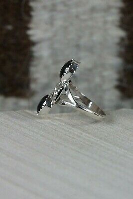 Navajo Onyx and Sterling Silver Ring - Grace Kenneth - Size 7.25 - High Lonesome Trading
