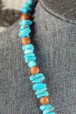 Turquoise, Spiny Oyster & Sterling Silver Necklace - Navajo