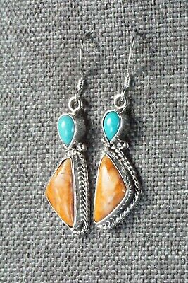 Turquoise, Spiny Oyster & Sterling Silver Earrings - Gary Shorty