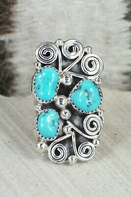 Turquoise & Sterling Silver Ring - Shirley Largo - Size 6.5