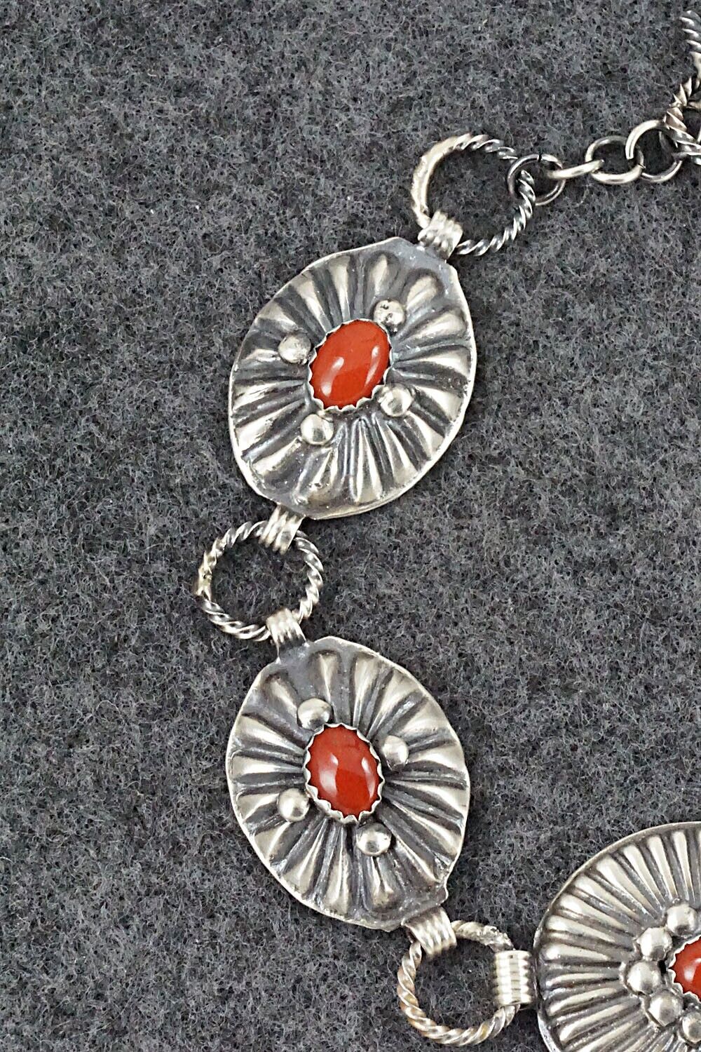 Coral and Sterling Silver Bracelet - Andrew Gordon