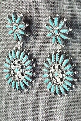 Navajo Turquoise and Sterling Silver Earrings - Nathaniel Nez