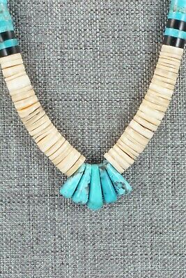 Shell, Turquoise & Sterling Silver Necklace - Lupe Lovato