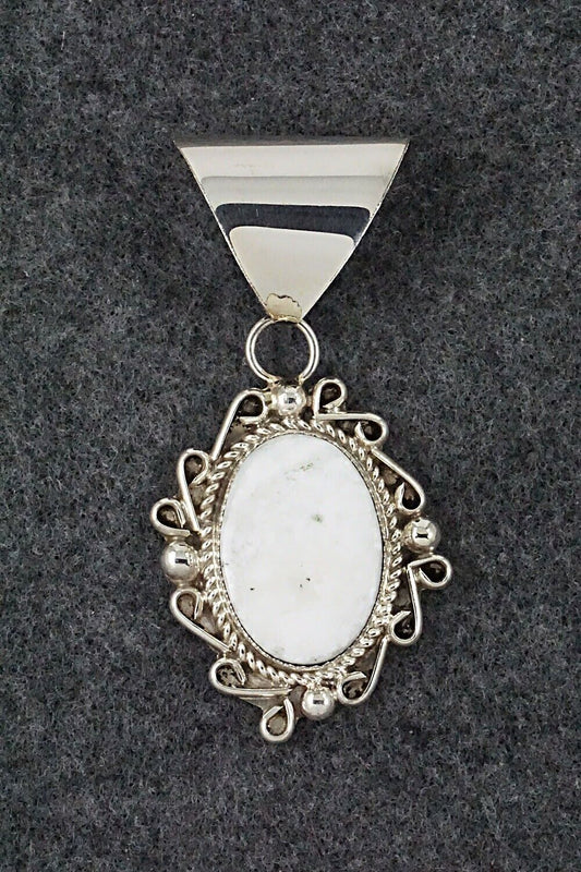 White Buffalo & Sterling Silver Pendant - Donavan Nez