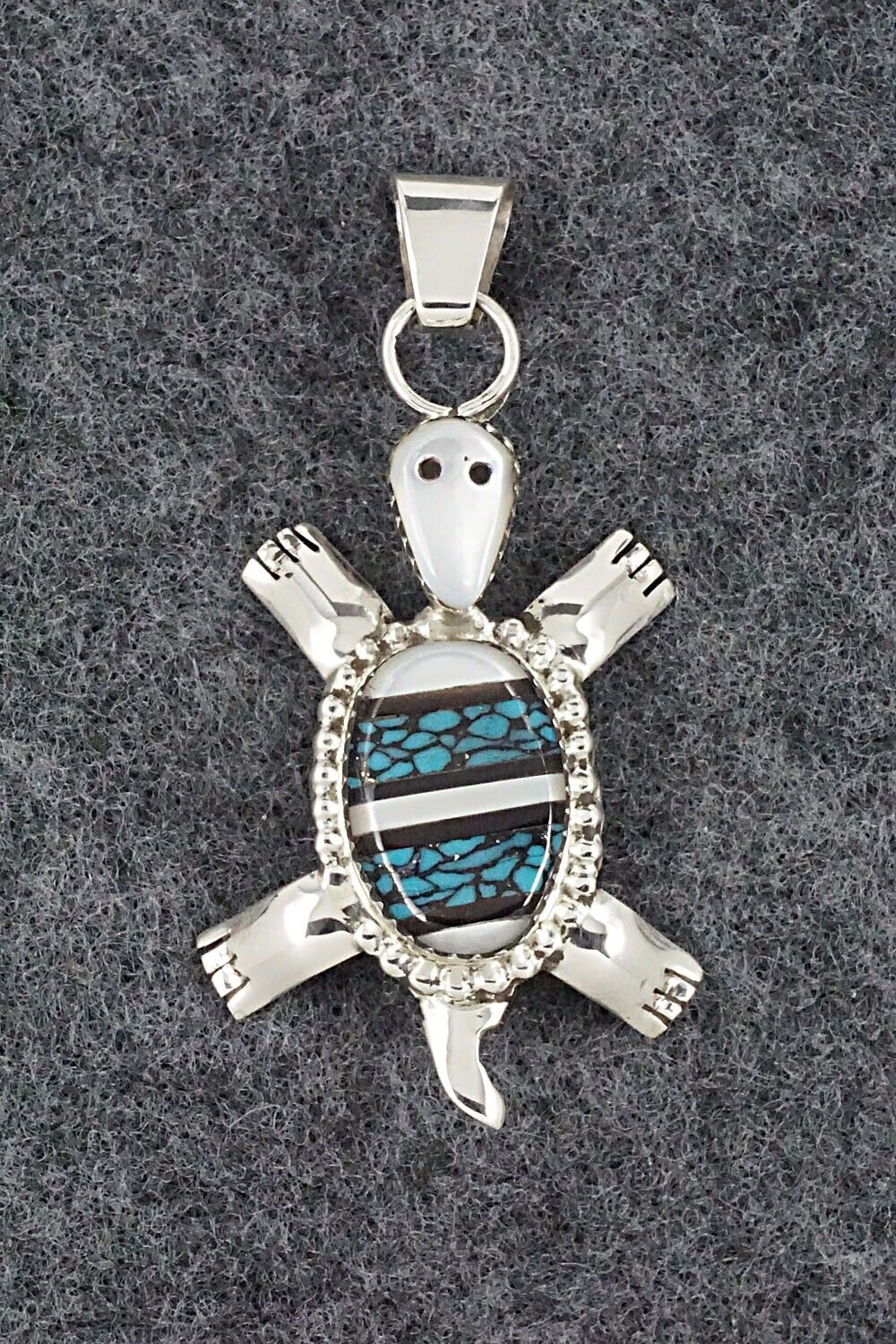 Multi Stone & Sterling Silver Inlay Pendant - Wayne Haloo