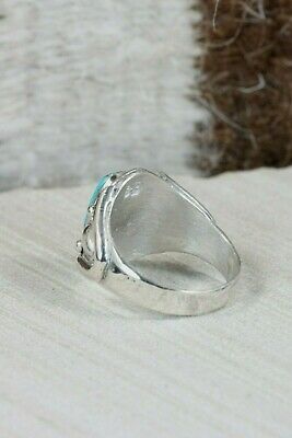 Turquoise & Sterling Silver Ring - Leslie & Gladys Lamy - Size 11.75