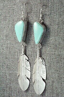Turquoise & Sterling Silver Feather Earrings - Ben Begay