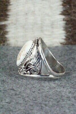 White Buffalo & Sterling Silver Ring - Leonard Spencer - Size 13 - High Lonesome Trading