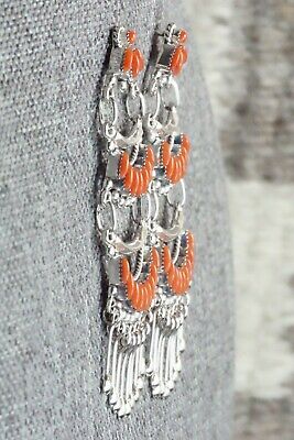 Coral & Sterling Silver Earrings - Stewart Nakatewa
