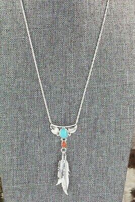 Turquoise, Coral & Sterling Silver Necklace - Sharon McCarthy - High Lonesome Trading