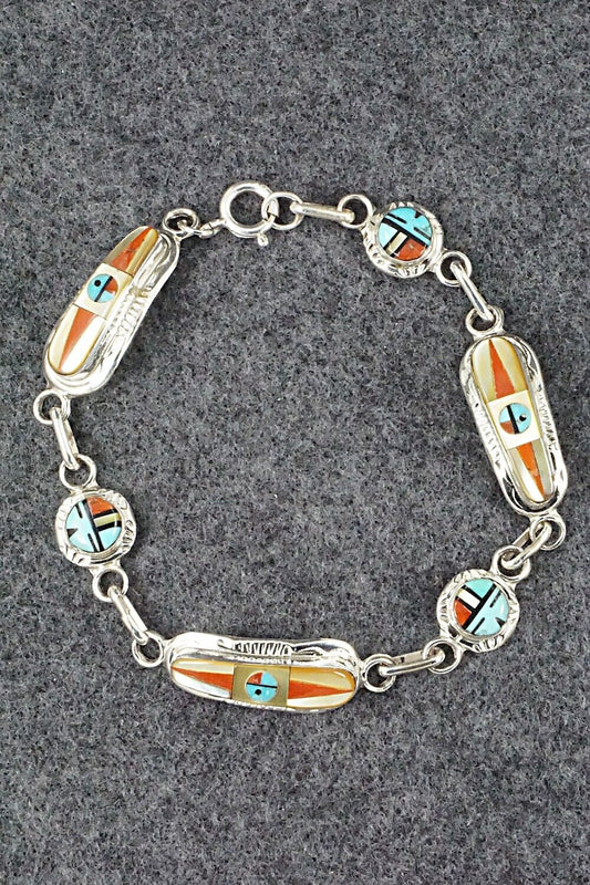 Multi Stone & Sterling Silver Link Bracelet - Patty Edaakie