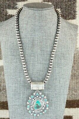 Turquoise and Sterling Silver Pendant & Necklace - Tom Lewis