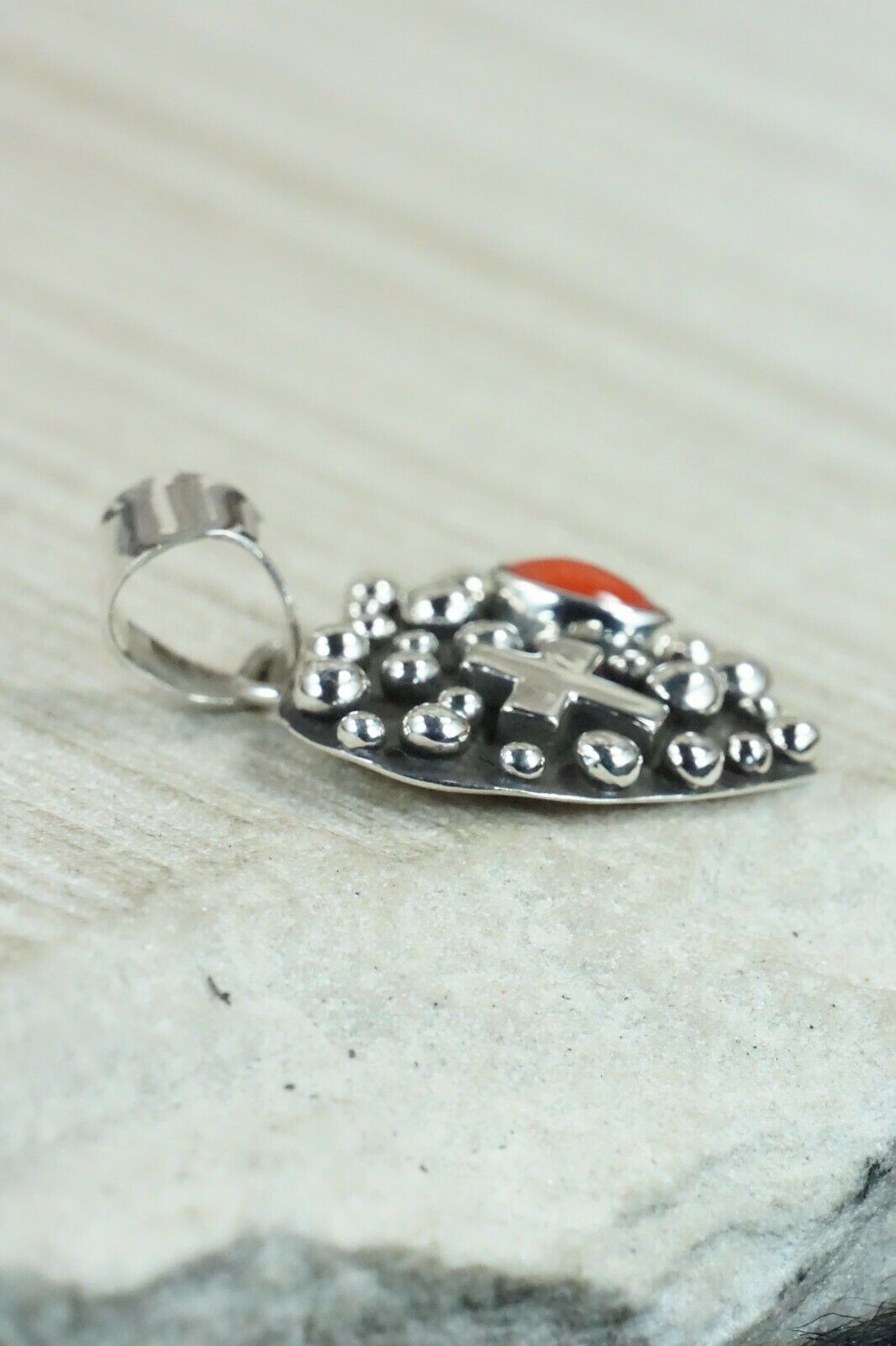 Coral & Sterling Silver Pendant - Raymond Coriz