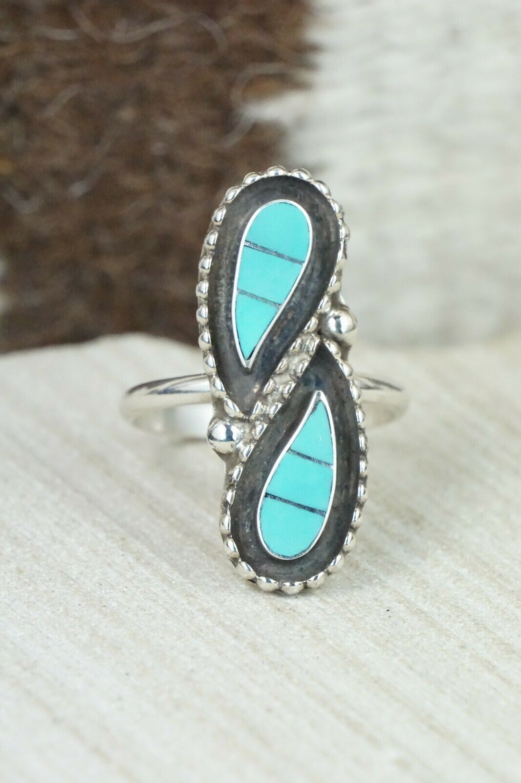 Turquoise & Sterling Silver Ring - Lloyd Salvador - Size 11