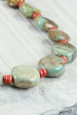 Turquoise, Coral & Sterling Silver Necklace - Navajo