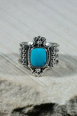 Navajo Turquoise and Sterling Silver Ring - Daniel Benally - Size 7.75 - High Lonesome Trading