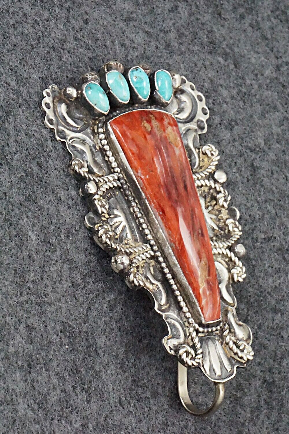 Spiny Oyster, Turquoise & Sterling Silver Pendant - Shawn Cayatineto
