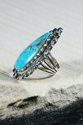 Navajo Turquoise and Sterling Silver Ring - Gregg Yazzie - Size 7.75 - High Lonesome Trading