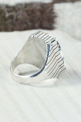 Navajo White Buffalo & Sterling Silver Ring - Ray Jack - Size 12.5