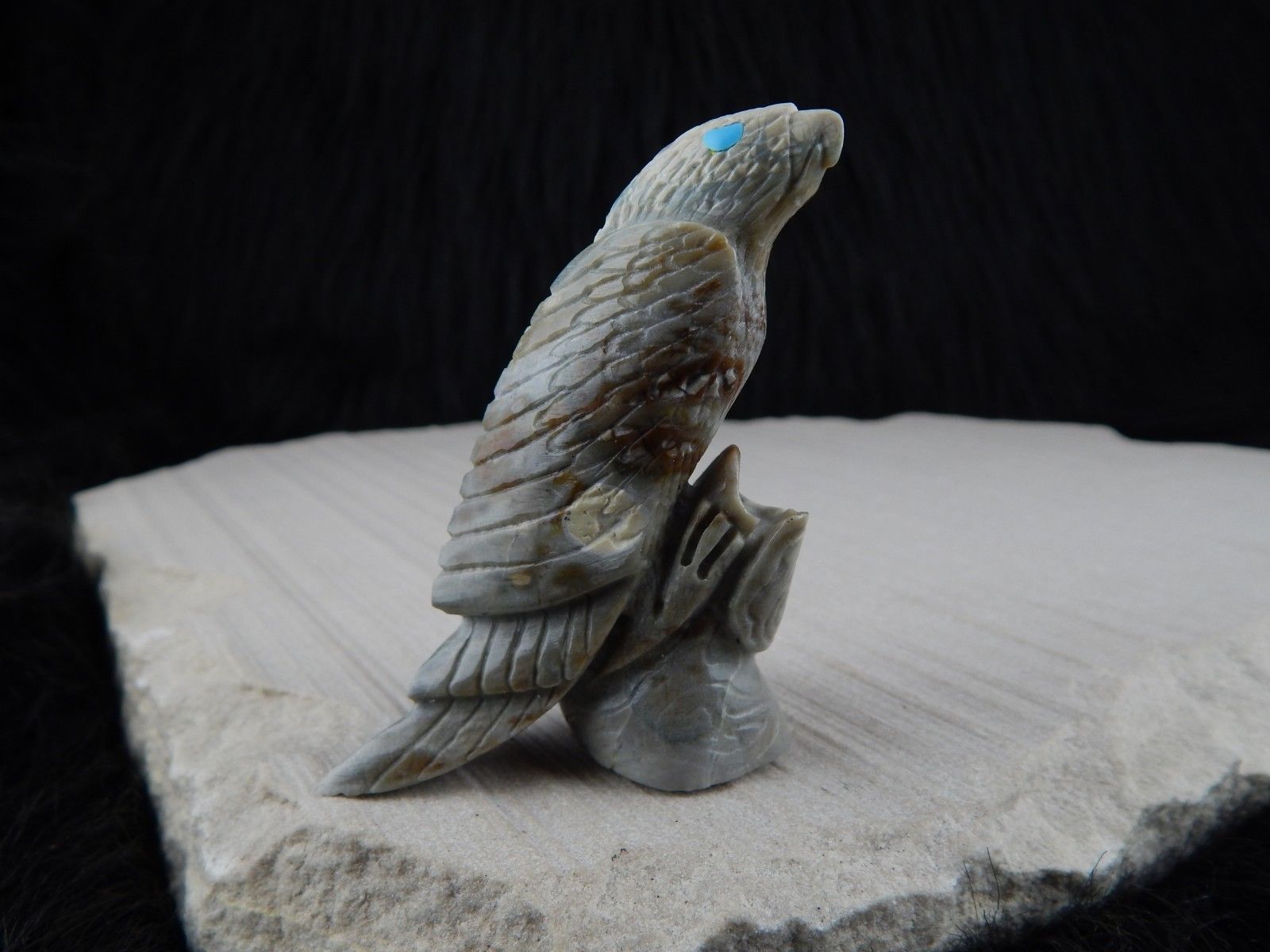 Eagle Zuni Fetish Carving - Ben Kaamasee - High Lonesome Trading
