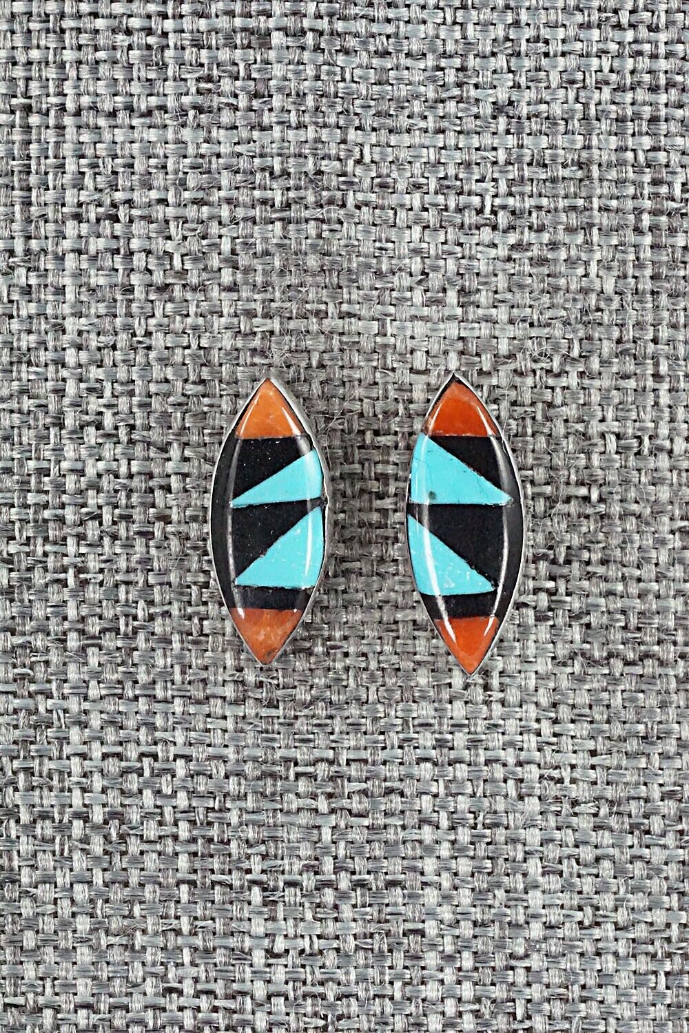 Multi Stone Inlay & Sterling Silver Earrings - Monica Johnson