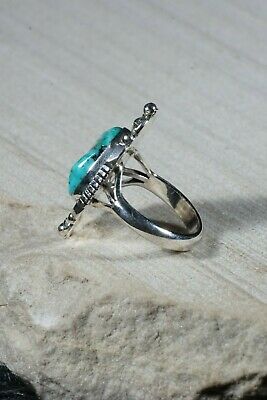 Navajo Turquoise and Sterling Silver Ring - Grace Kenneth - Size 7 - High Lonesome Trading