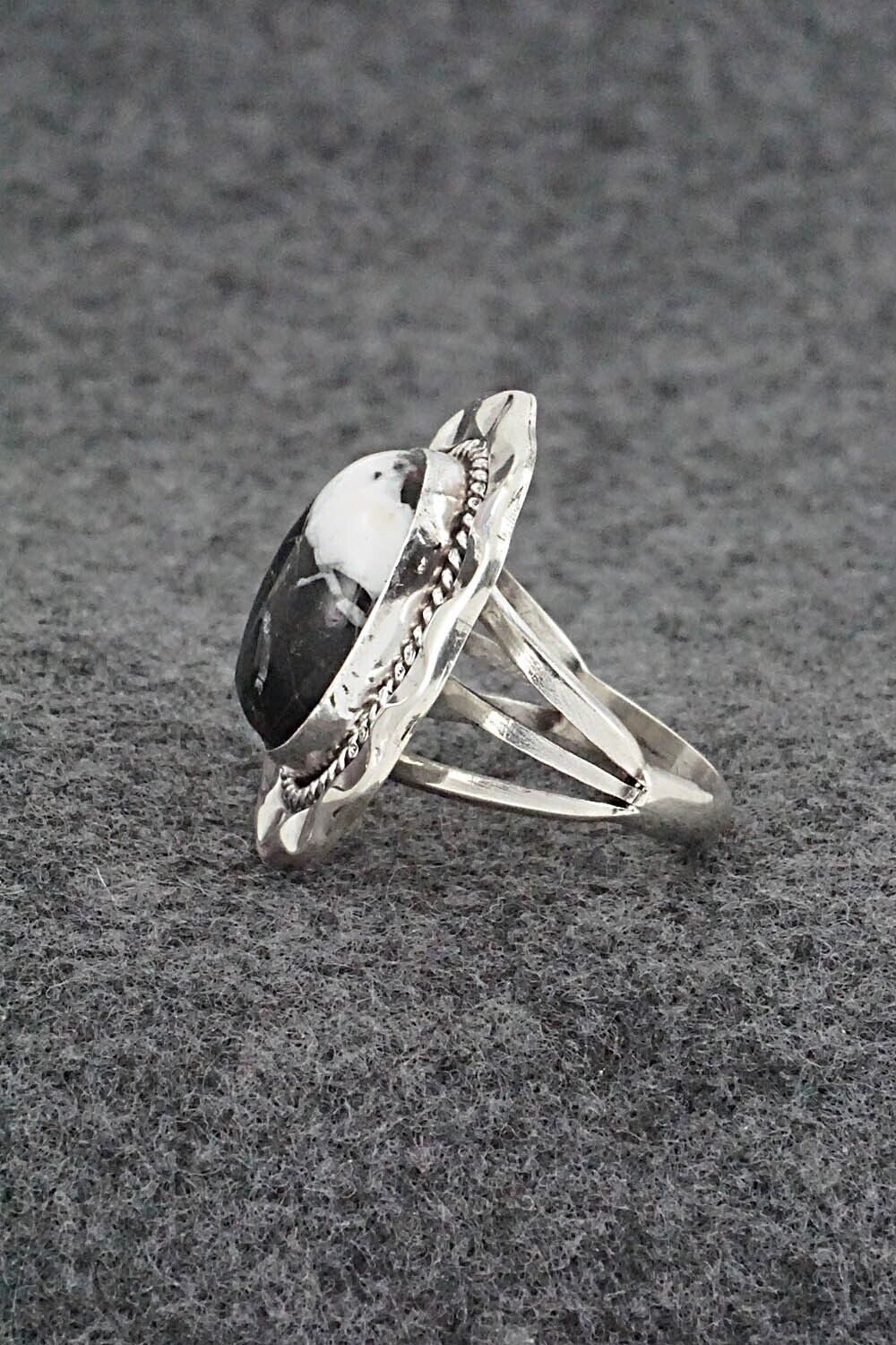 White Buffalo & Sterling Silver Ring - Samuel Yellowhair - Size 5.75